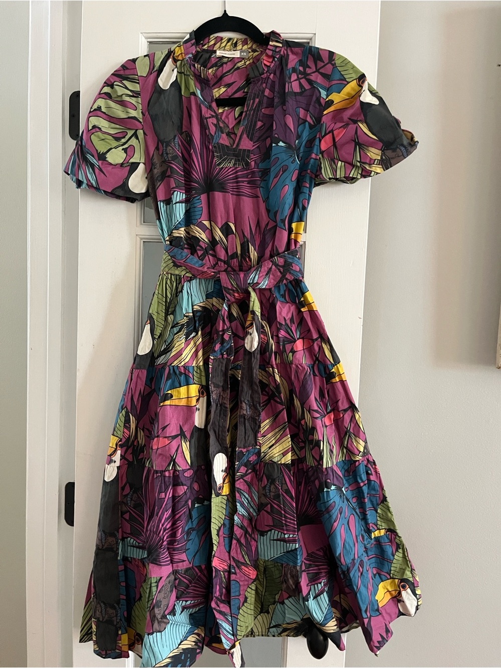 Maude Vivante XS Printed Dress - Magenta & Gold Pattern